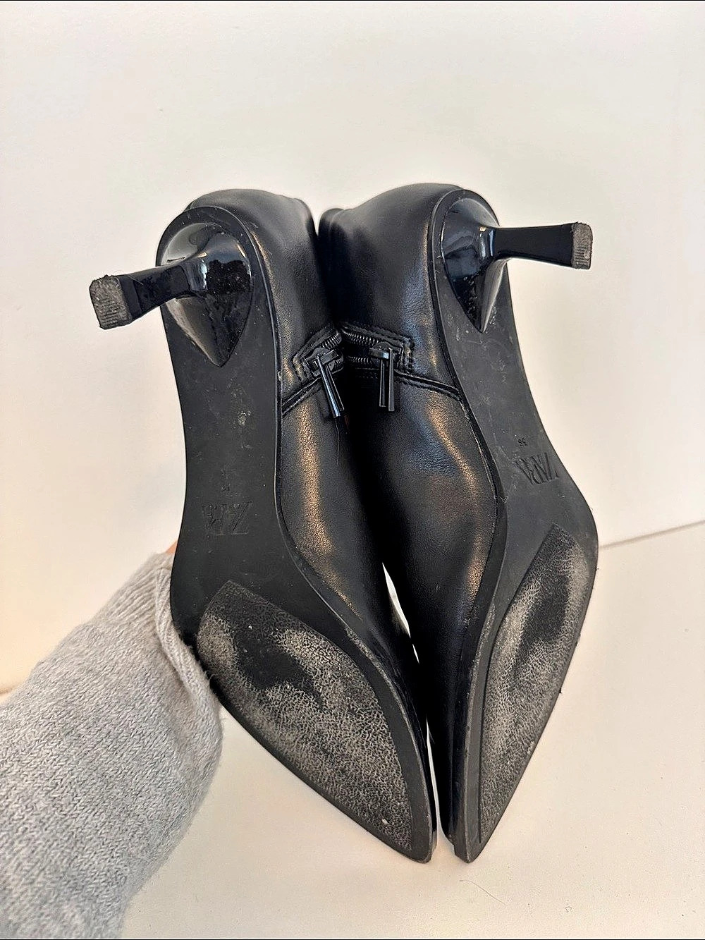 ZARA Black Pointed-Toe Ankle Boots - Picture 8 of 10